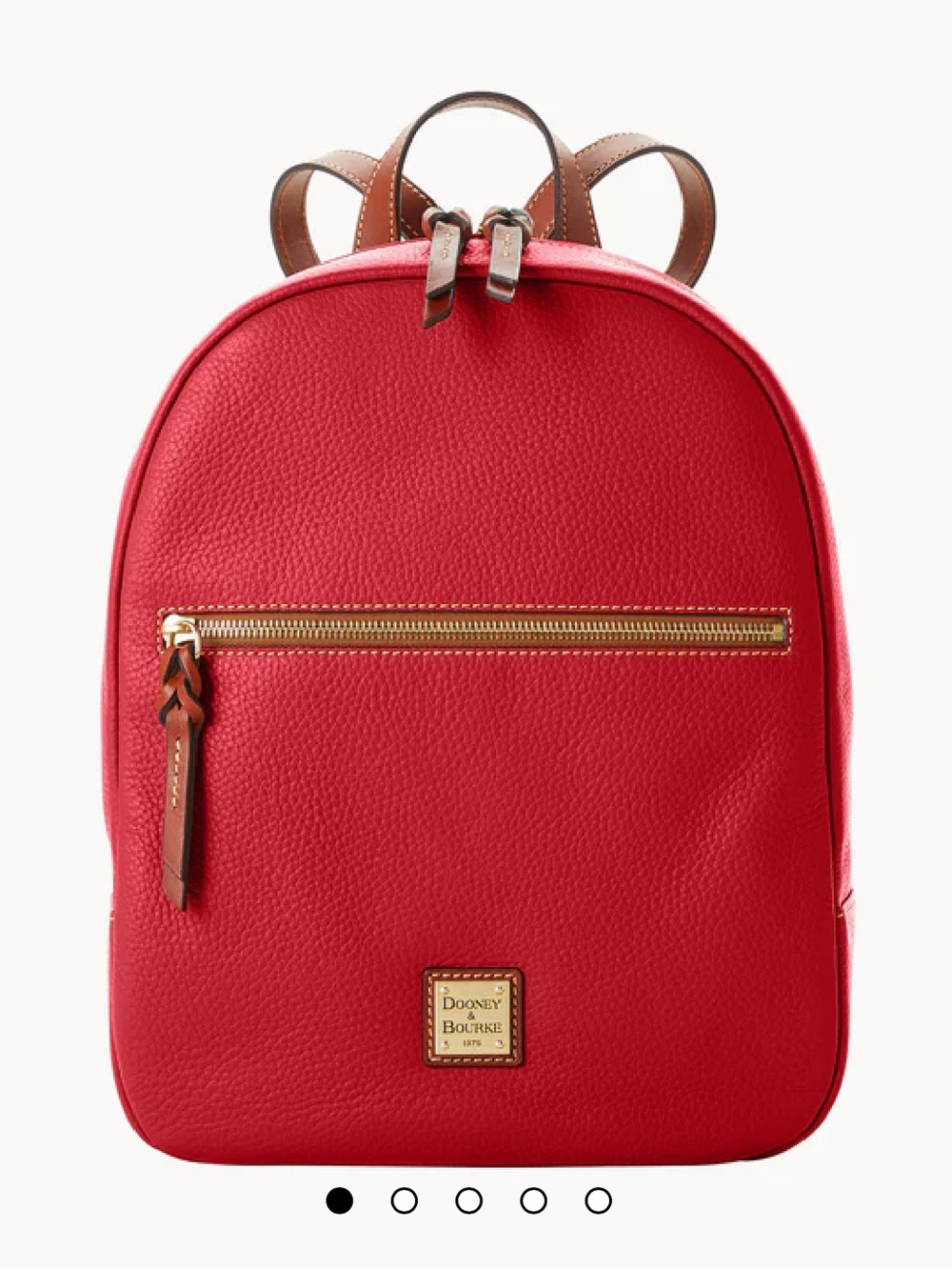 Dooney & Bourke Red Pebble Grain Mini Ronnie Backpack with Brown Accents